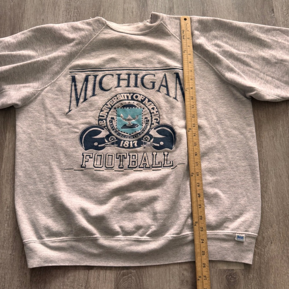 Vintage Discus Athletic Michigan Football Sweatshirt Gray XL Made in USA Tultex - Picture 4 of 8